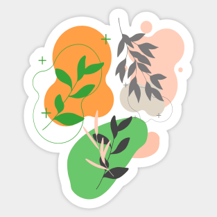 Abstract Shapes & Leaves Sticker